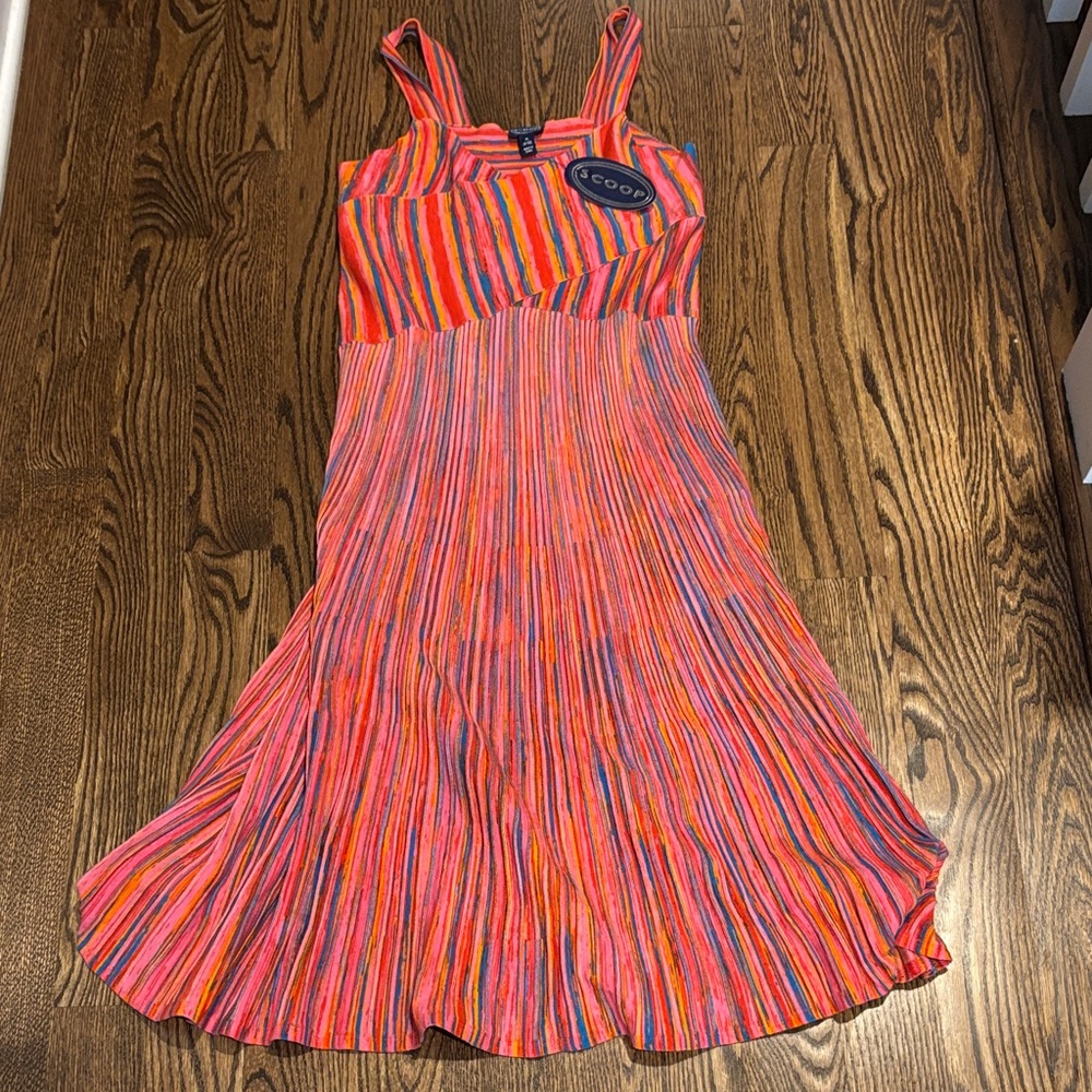 Sleeveless Pink Multi-Stripe Summer Dress
